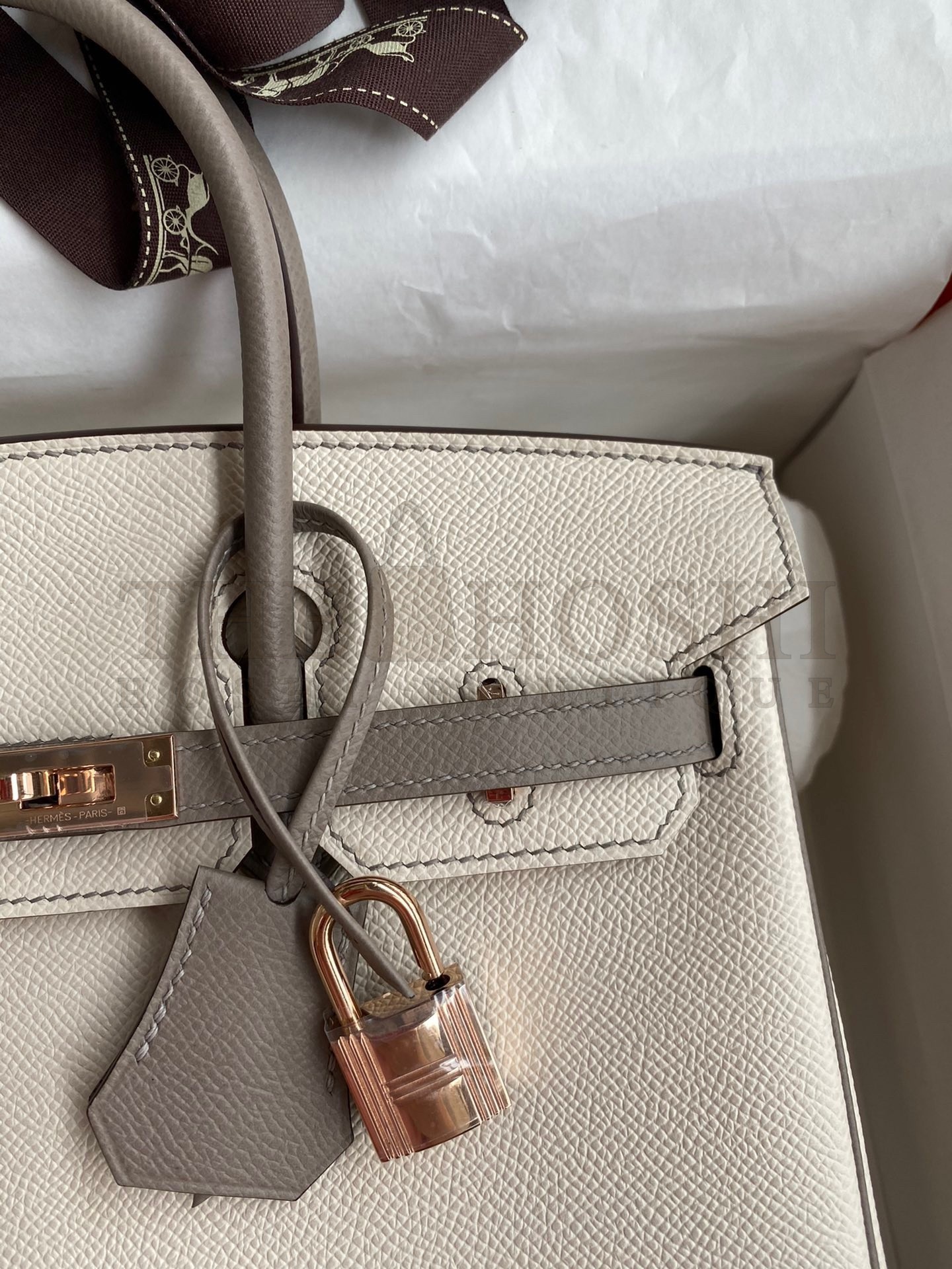 H**me5 HSS Birkin 25 Bicolor Bag in Craie and Gris Asphalt Epsom Calfskin Master Quality