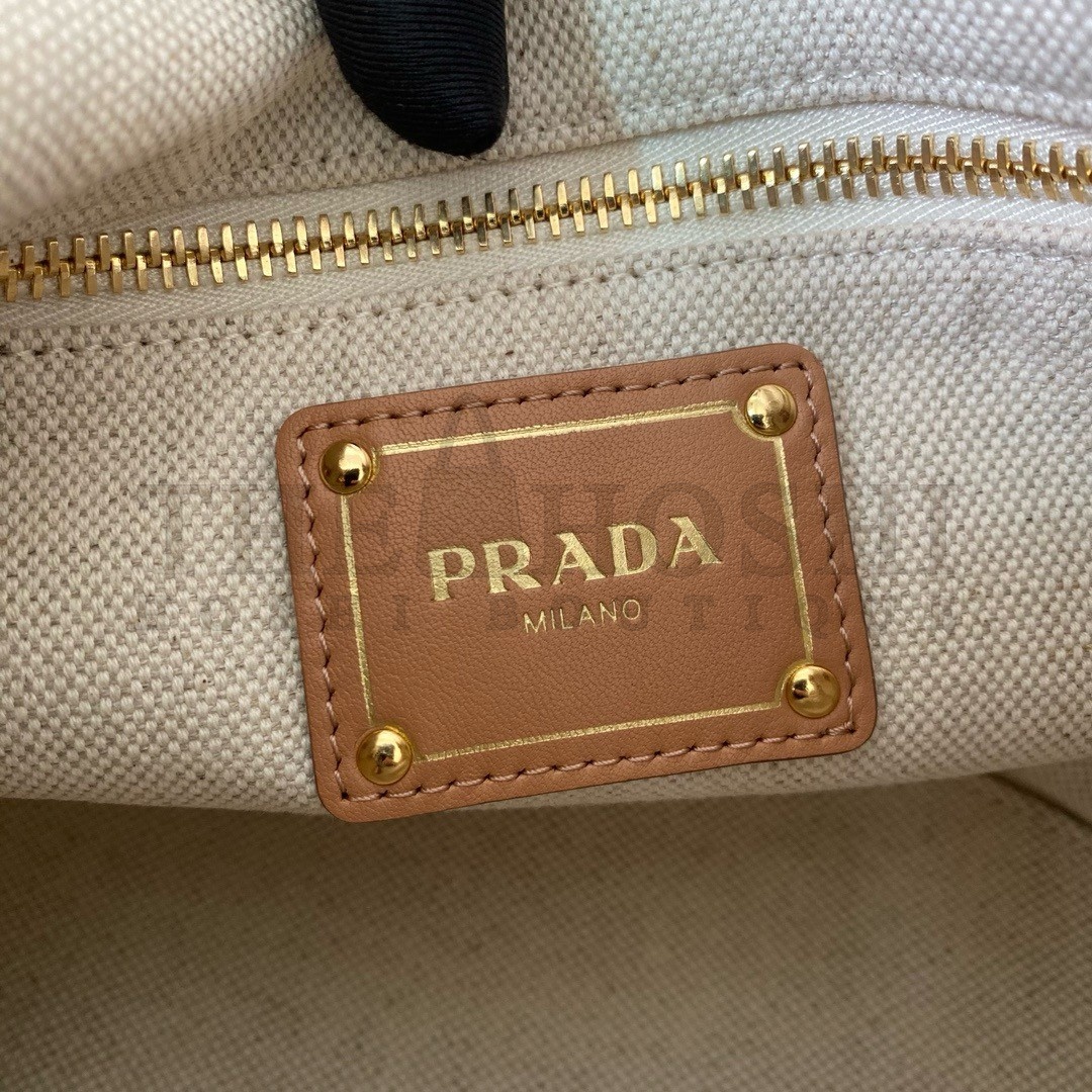 Pra*a Mini Buckle Bag in Linen Blend and Leather Master Quality