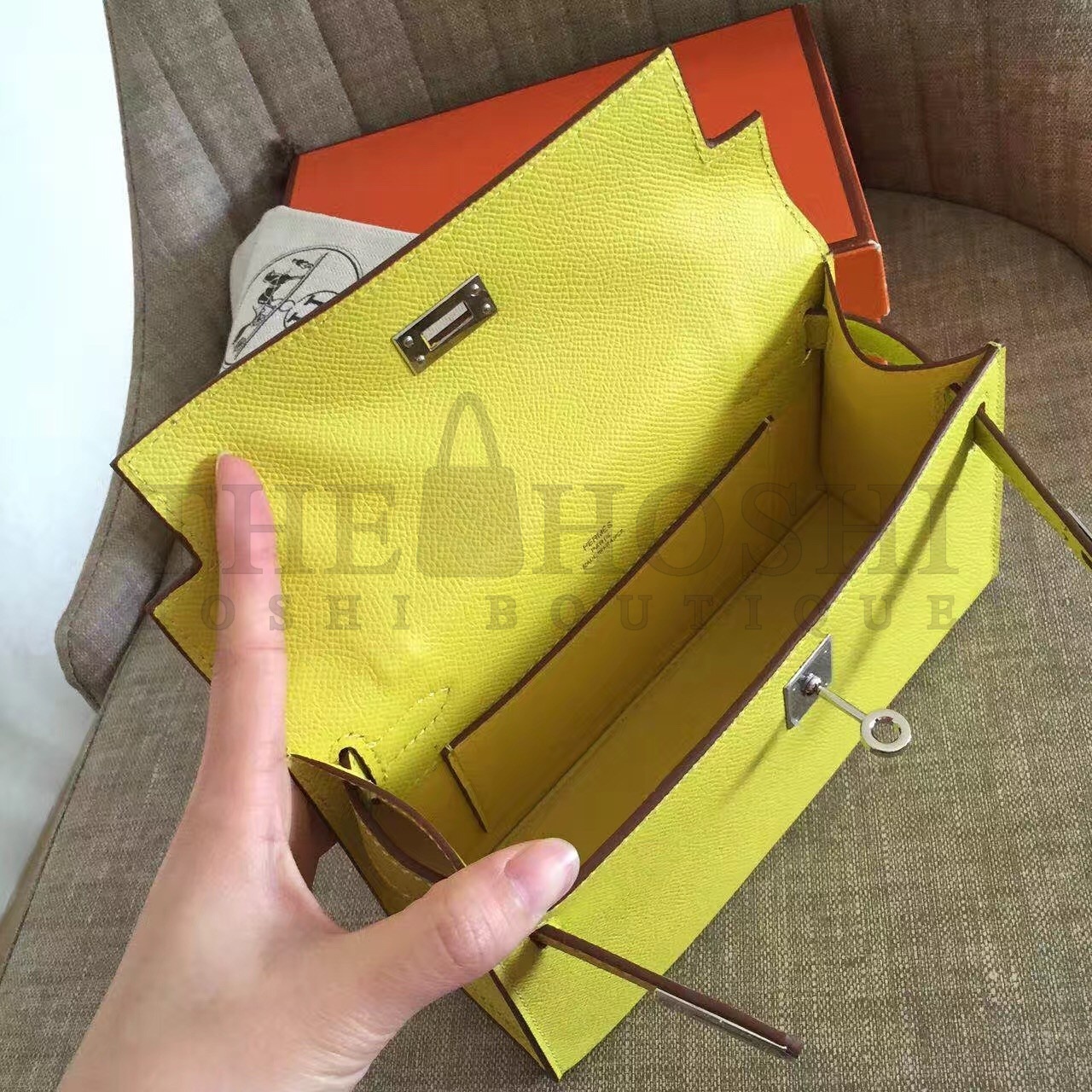 H**me5 Yellow Kelly Pochette Epsom Handmade Bag Master Quality