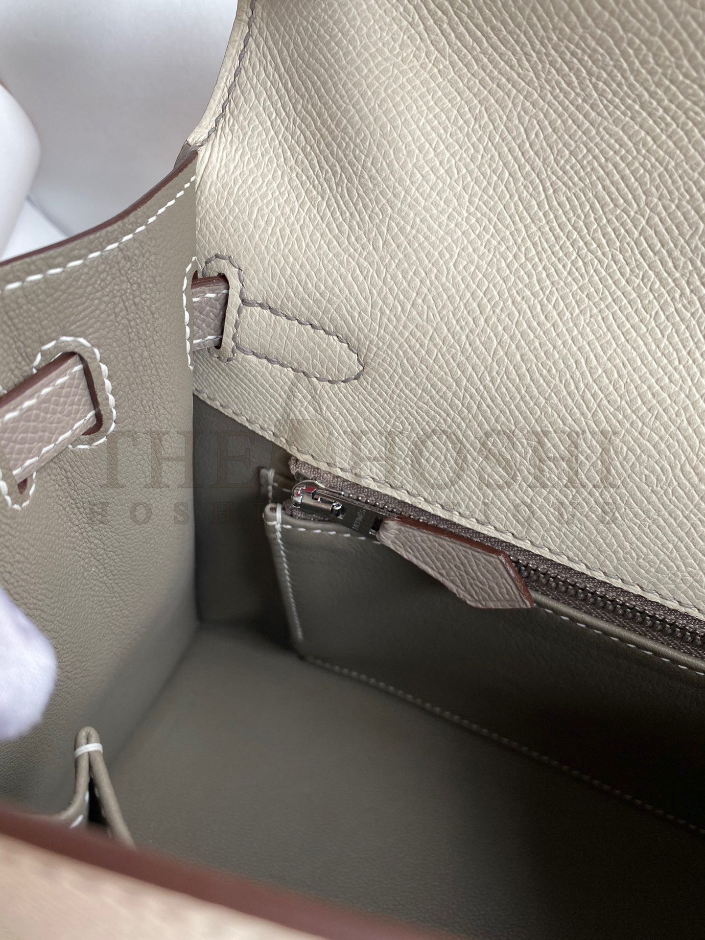 H**me5 Kelly Sellier 25 Bicolor Bag in Craie and Gris Asphalt Epsom Calfskin Master Quality