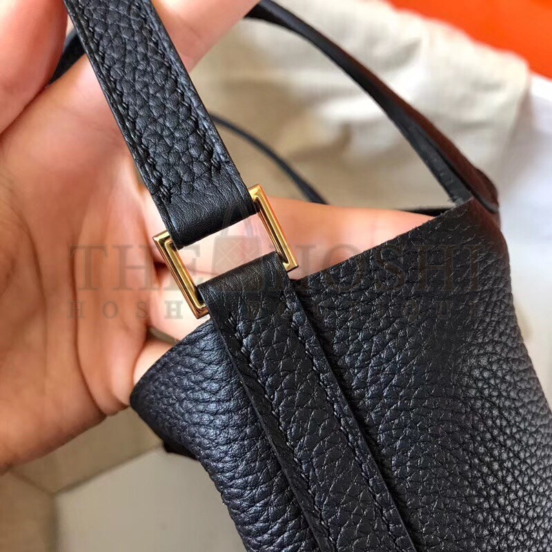 H**me5 Black Picotin Lock PM 18cm Handmade Bag Master Quality