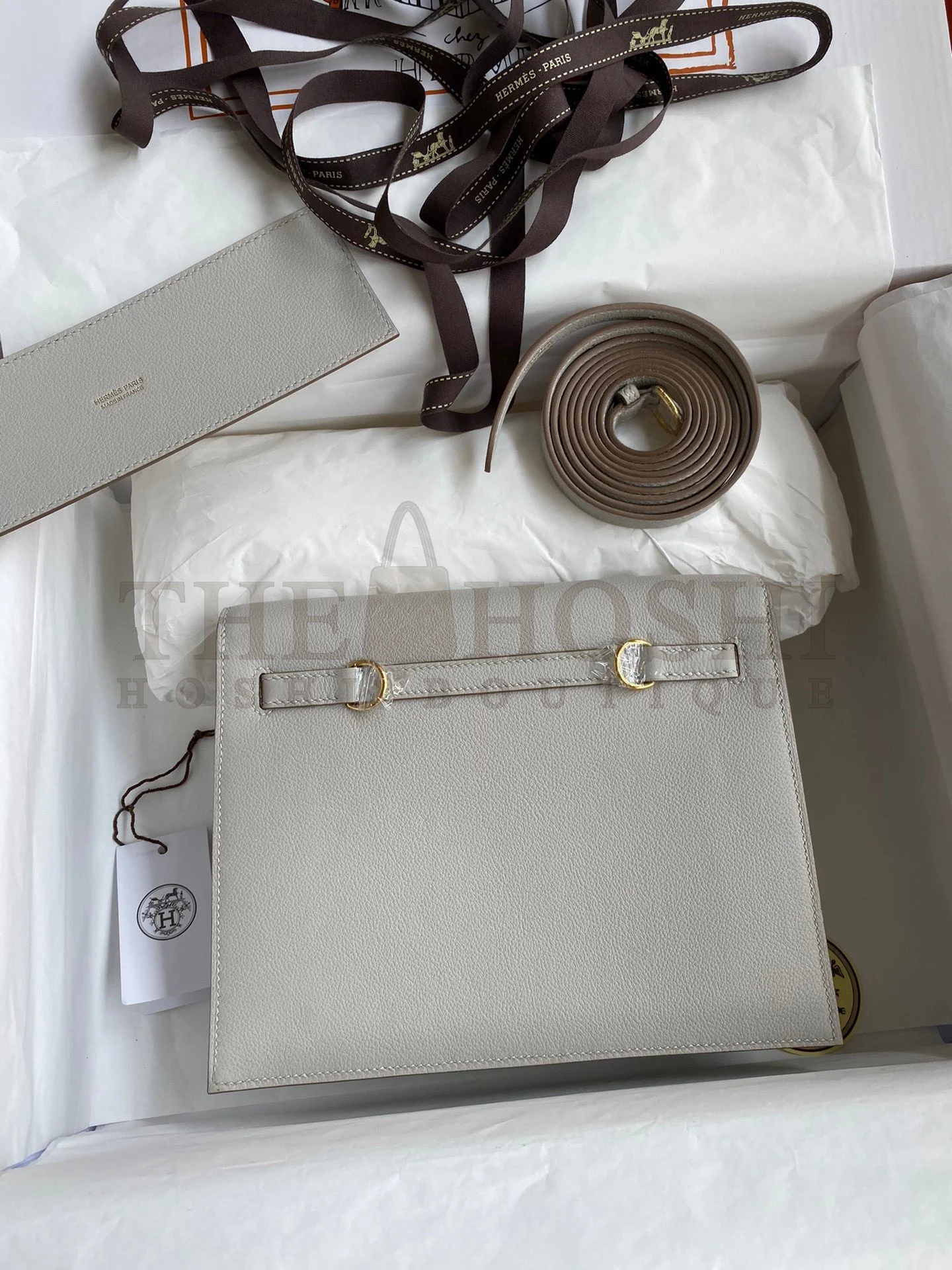 H**me5 Kelly Danse II Handmade Bag In Pearl Grey Evercolor Calfskin Master Quality