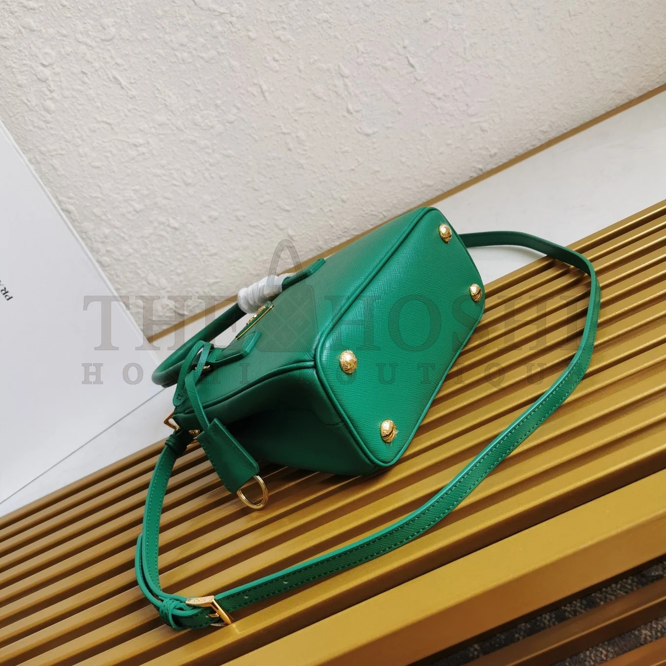 Pra*a Mini Galleria Bag In Green Saffiano Leather Master Quality