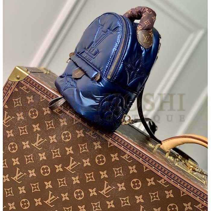 L0vis Vvtt0n LV Unisex Pillow Palm Springs Mini Backpack Navy Blue Recycled Metallic Nylon Master Quality