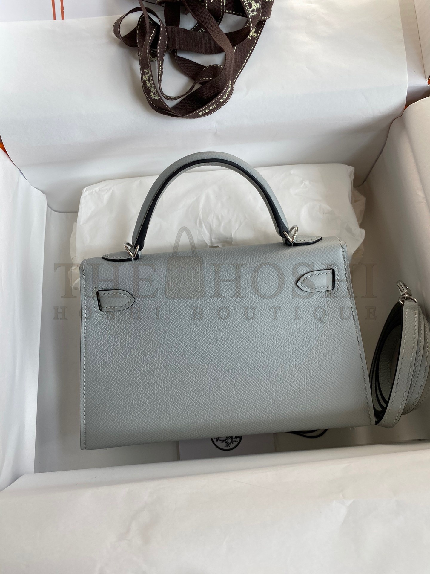 H**me5 Kelly Mini II Sellier Handmade Bag In Blue Glacier Epsom Calfskin Master Quality