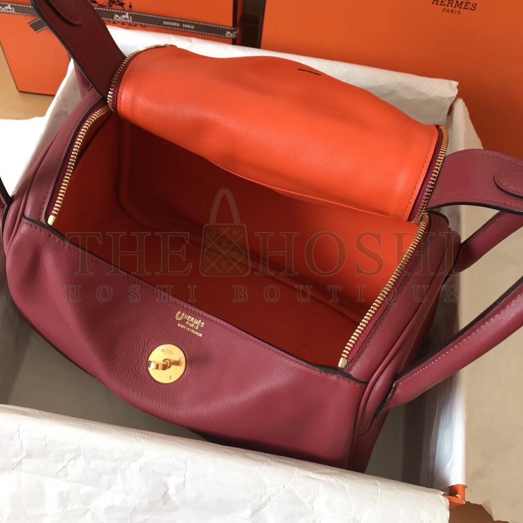 H**me5 Bicolor Lindy 30cm Swift Bordeaux Handmade Bag Master Quality
