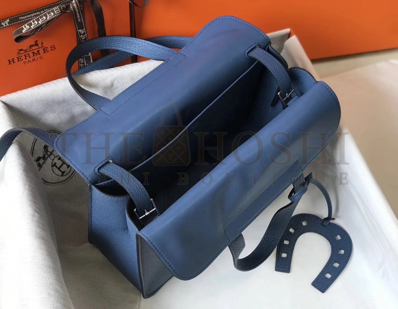 H**me5 Halzan 31cm Bag In Blue Agate Clemence Leather Master Quality