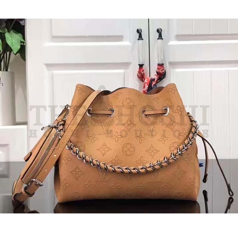 L0vis Vvtt0n LV Women Bella Bucket Bag Mahina Arizona Brown Calfskin Calf Monogram Master Quality