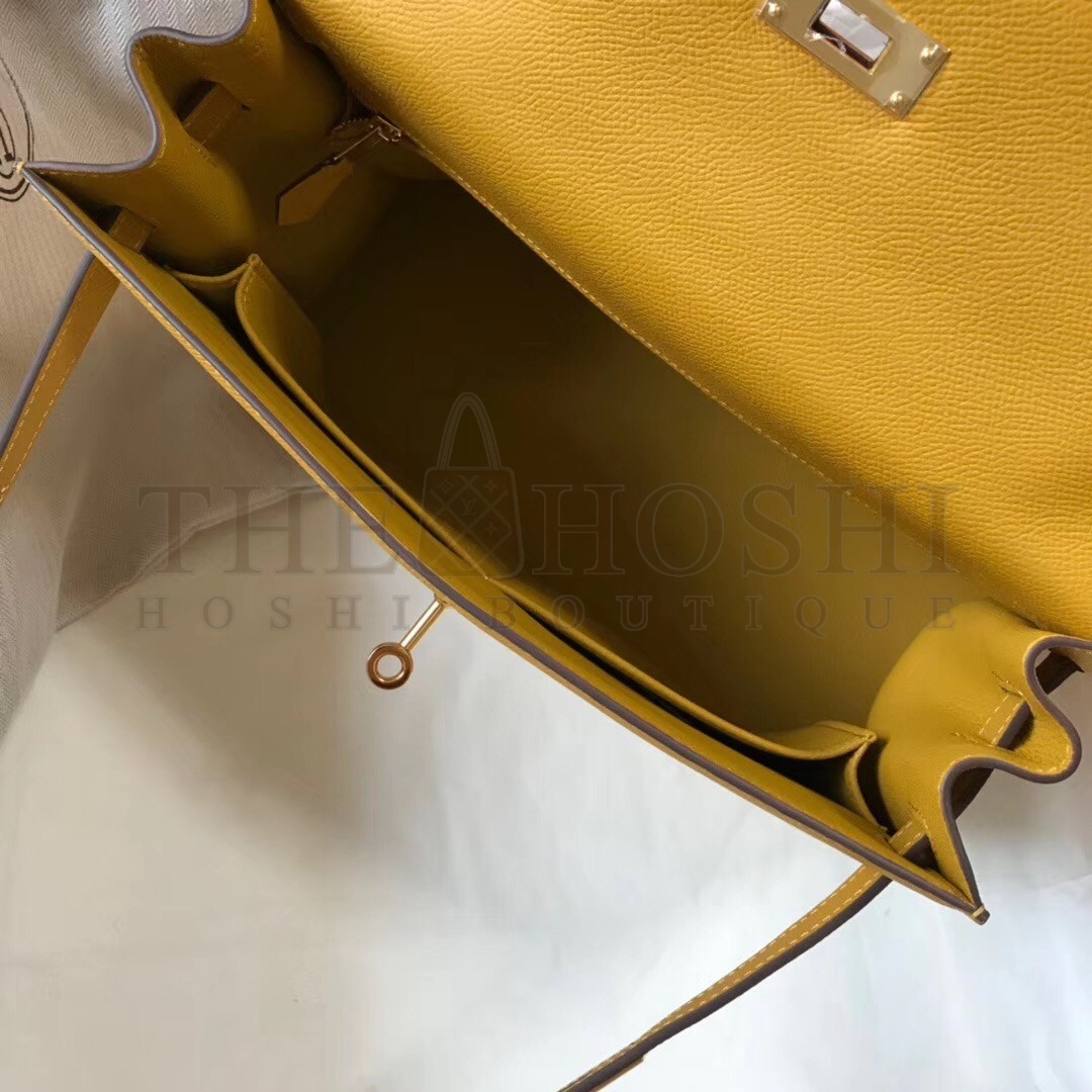 H**me5 Kelly 28cm Sellier Bag In Yellow Epsom Leather Master Quality