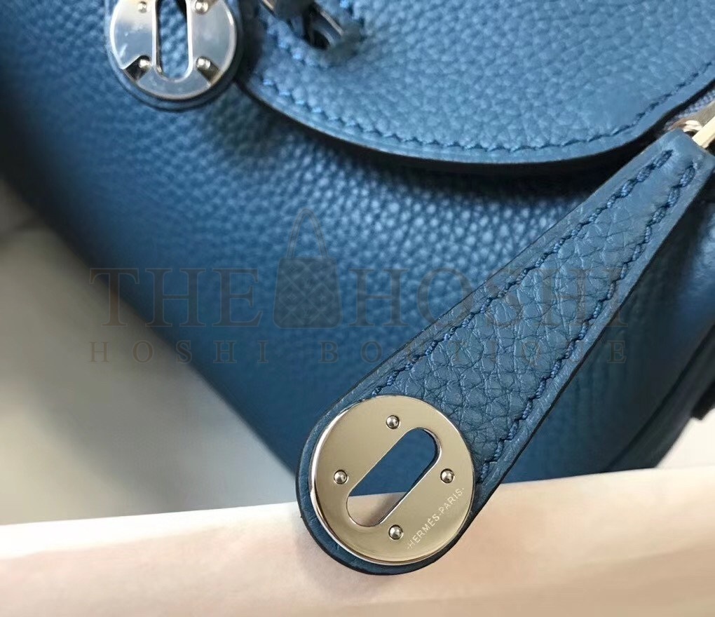 H**me5 Mini Lindy Bag In Blue Agate Clemence Leather Master Quality