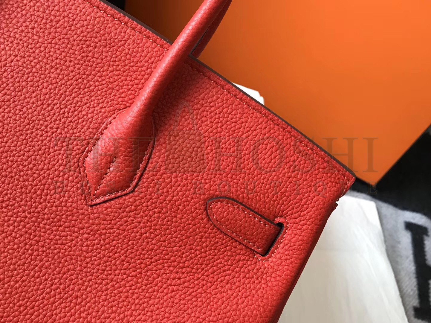 H**me5 Birkin 35 Bag in Red Clemence Leather with GHW Master Quality