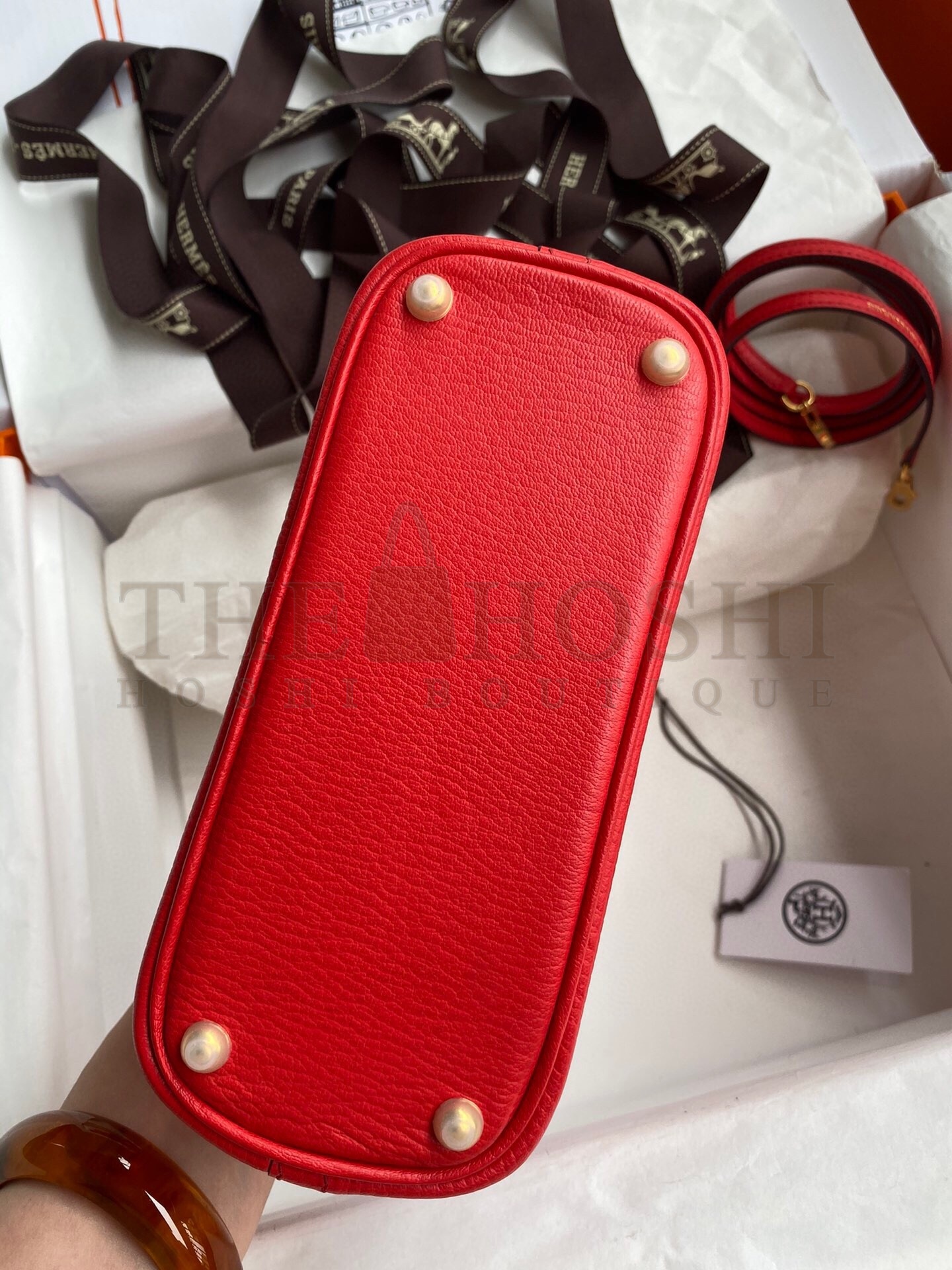 H**me5 Bolide 1923 Mini Handmade Bag In Red Chevre Mysore Leather Master Quality