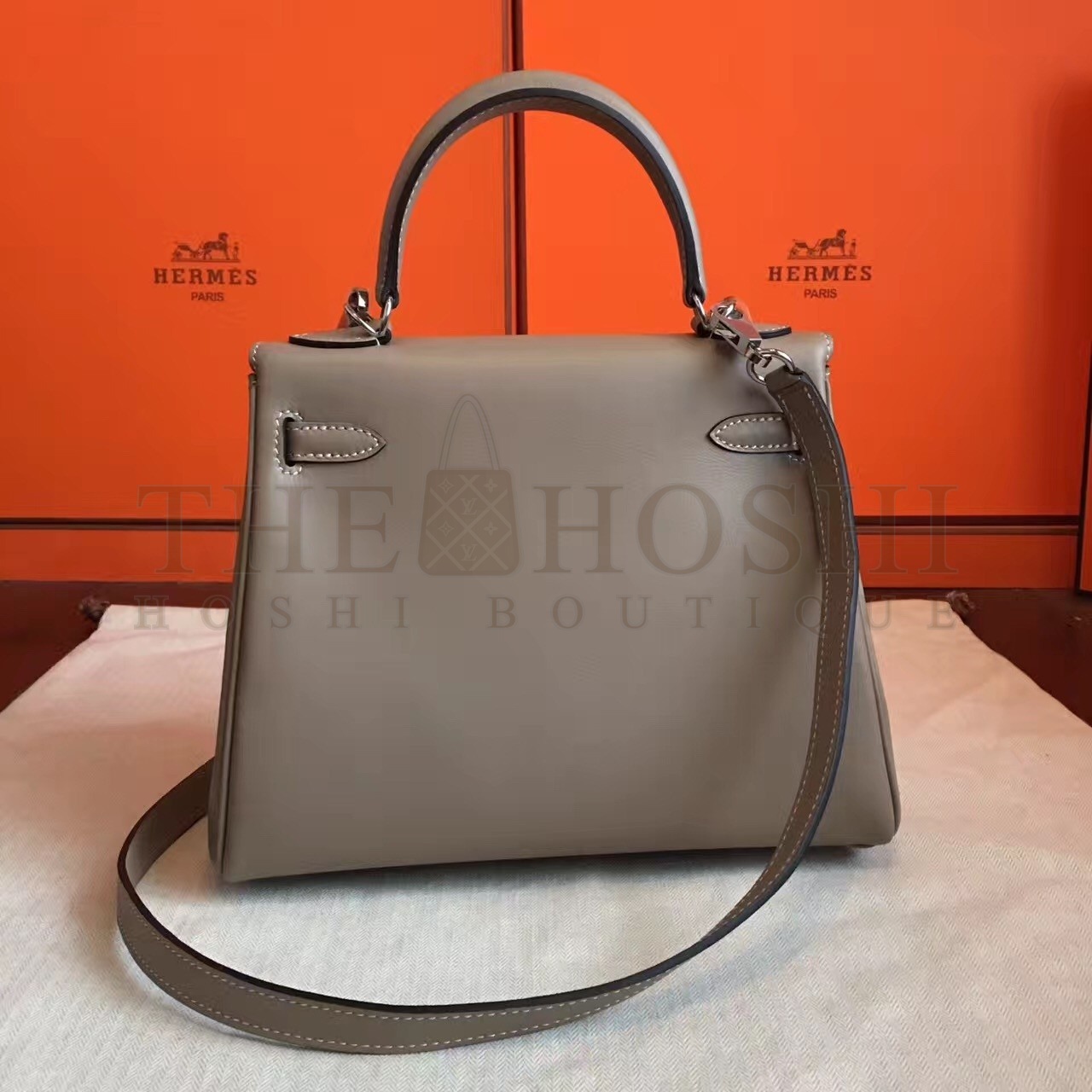 H**me5 Swift Kelly 25cm Retourne Handmade Grey Bag Master Quality
