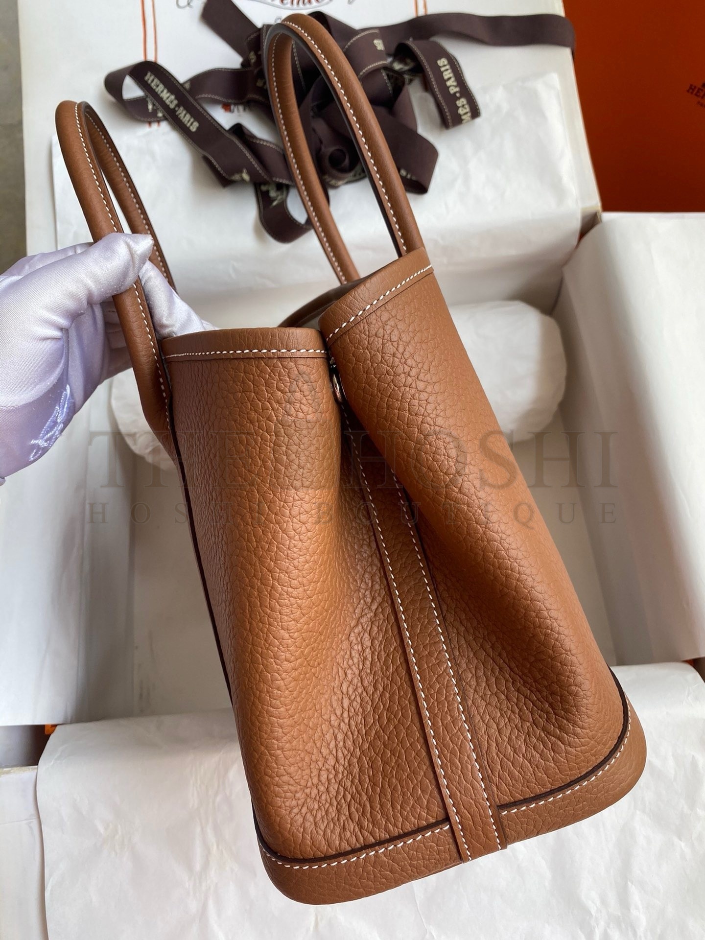 H**me5 Garden Party 30 Handmade Bag in Gold Negonda Leather Master Quality