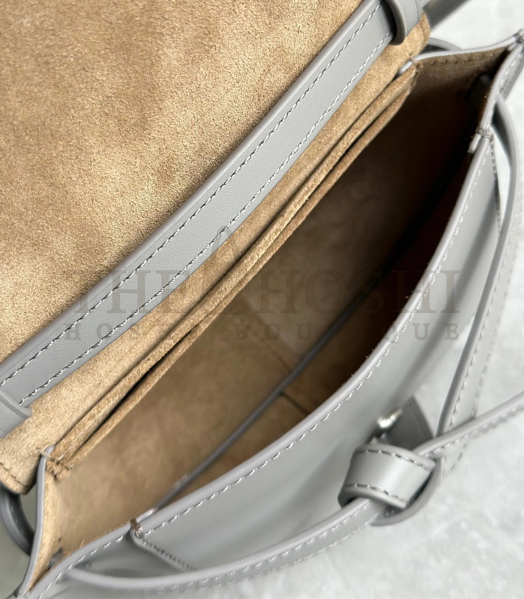 L0ew* Gate Dual Mini Bag In Grey Calfskin Master Quality