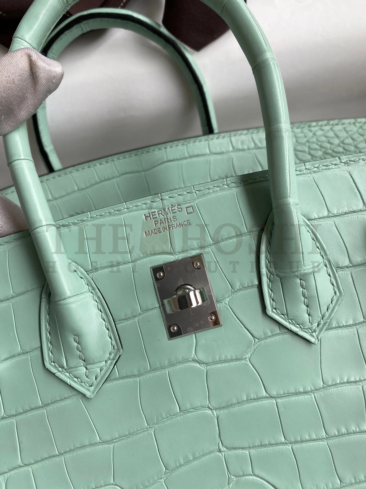 H**me5 Birkin 25 Retourne Handmade Bag In Vert D