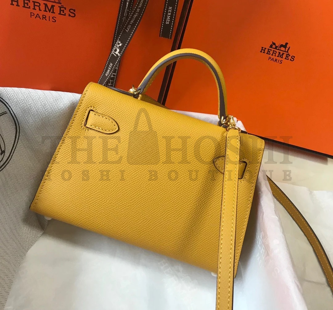 H**me5 Kelly Mini II Sellier Bag In Yellow Epsom Leather GHW Master Quality