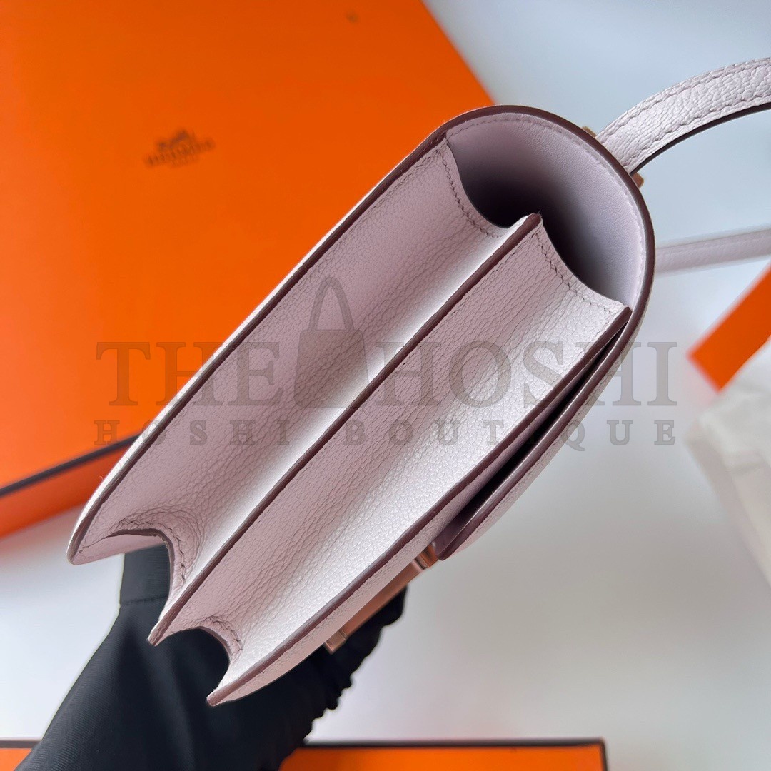 H**me5 Constance 18 Handmade Bag In Mauve Pale Chevre Mysore Leather Master Quality