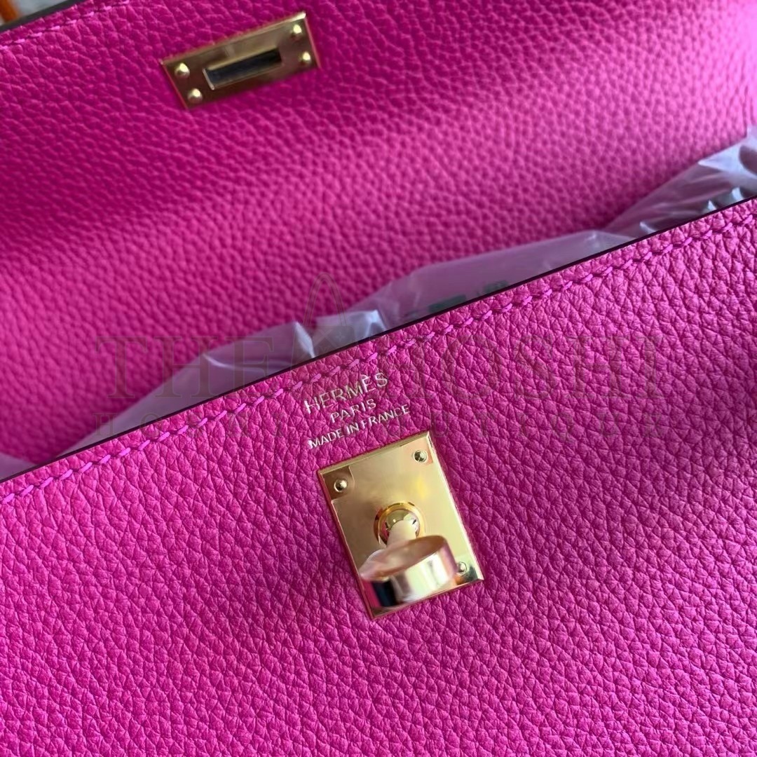H**me5 Kelly Retourne 25 Handmade Bag In Rose Purple Clemence Leather Master Quality