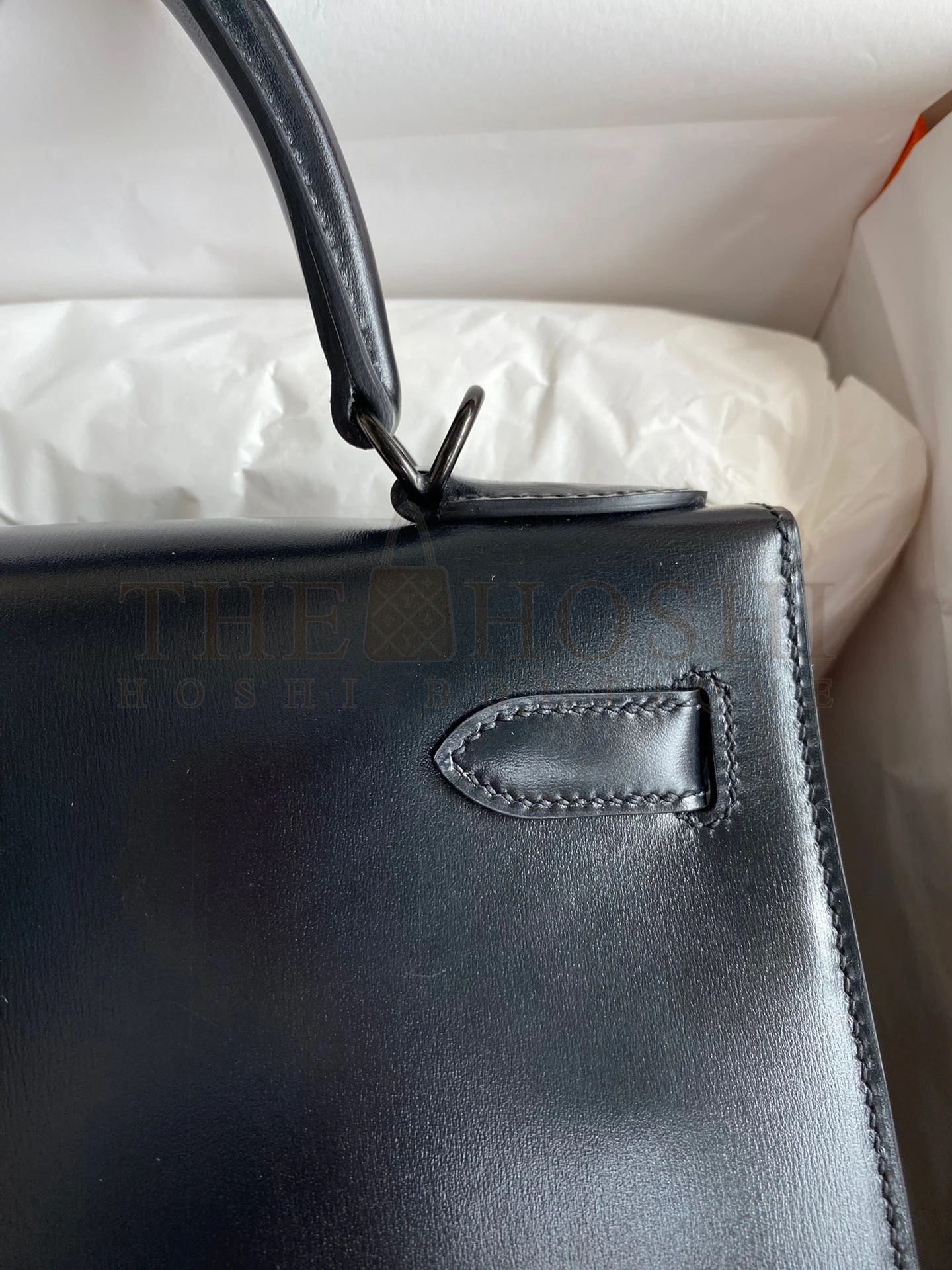 H**me5 Kelly Sellier 28 Handmade Bag In Black Box Calfskin Master Quality