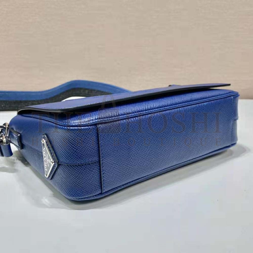 Pra*a Women Saffiano Leather Shoulder Bag with Sleek-Navy Master Quality