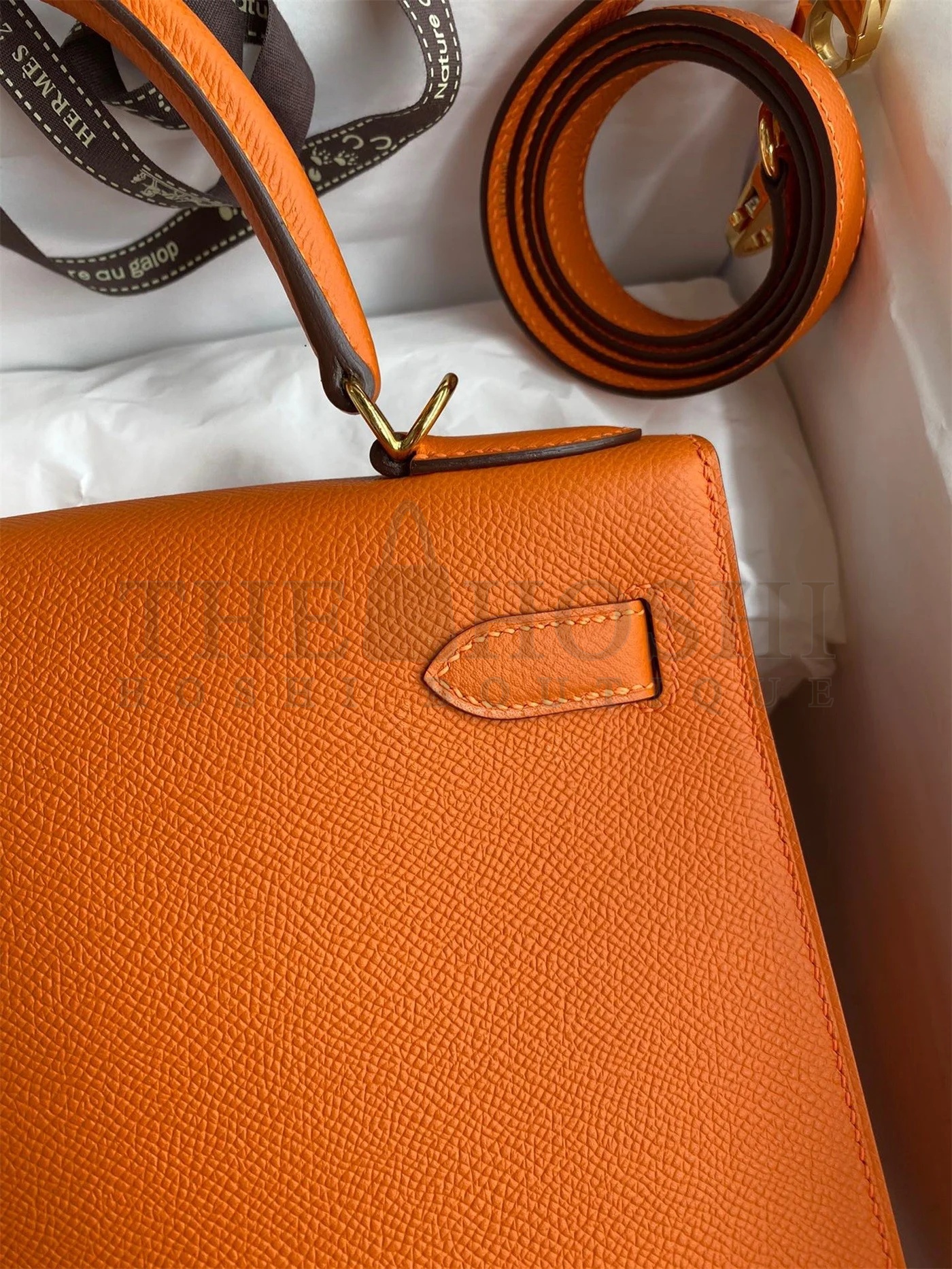 H**me5 Kelly Sellier 28 Handmade Bag In Orange Epsom Calfskin Master Quality