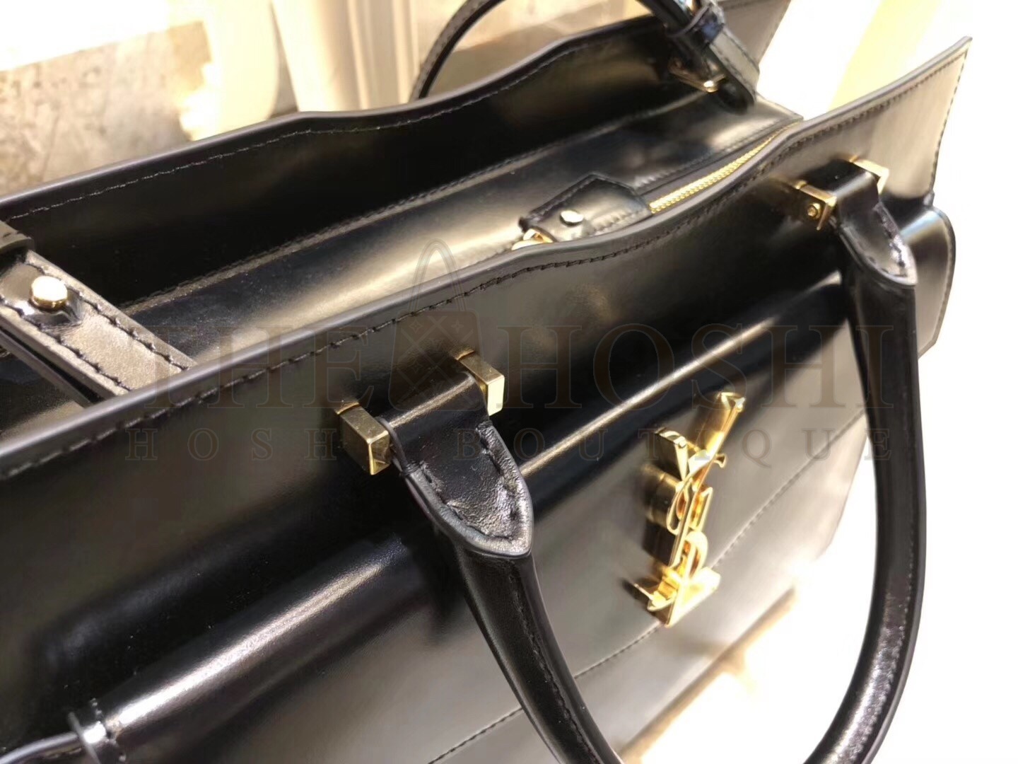 Sa1nt Lau*nt Medium Uptown Tote In Black Smooth Leather Master Quality