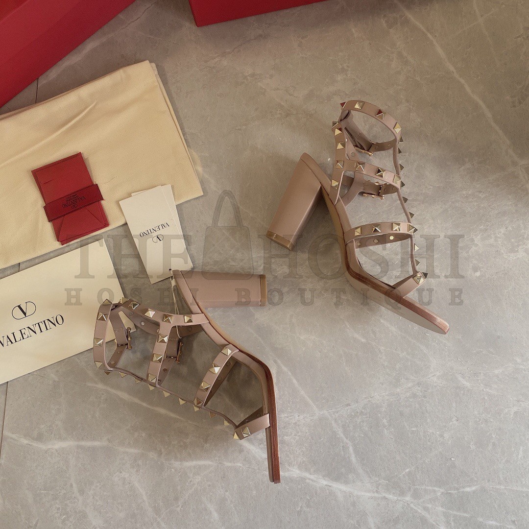Va1e*ntin0 Rockstud Ankle Strap Sandals 90mm In Poudre Calfskin Master Quality