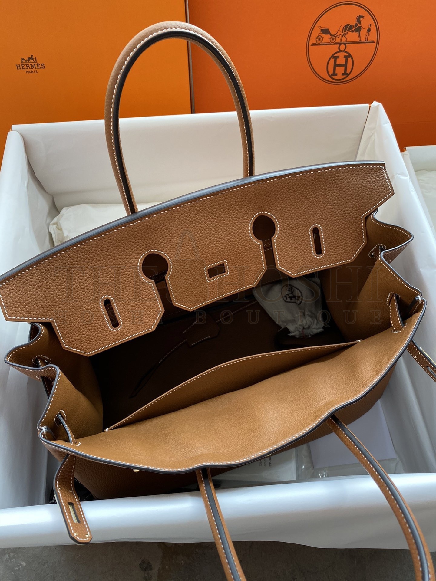 H**me5 Birkin 35 Retourne Handmade Bag In Gold Clemence Leather Master Quality