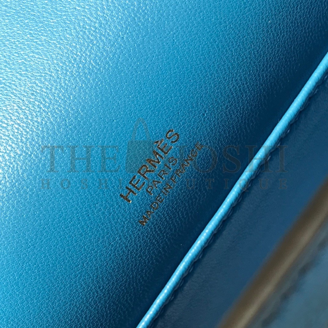 H**me5 Kelly Pochette Handmade Bag In Blue du Nord Swift Calfskin Master Quality