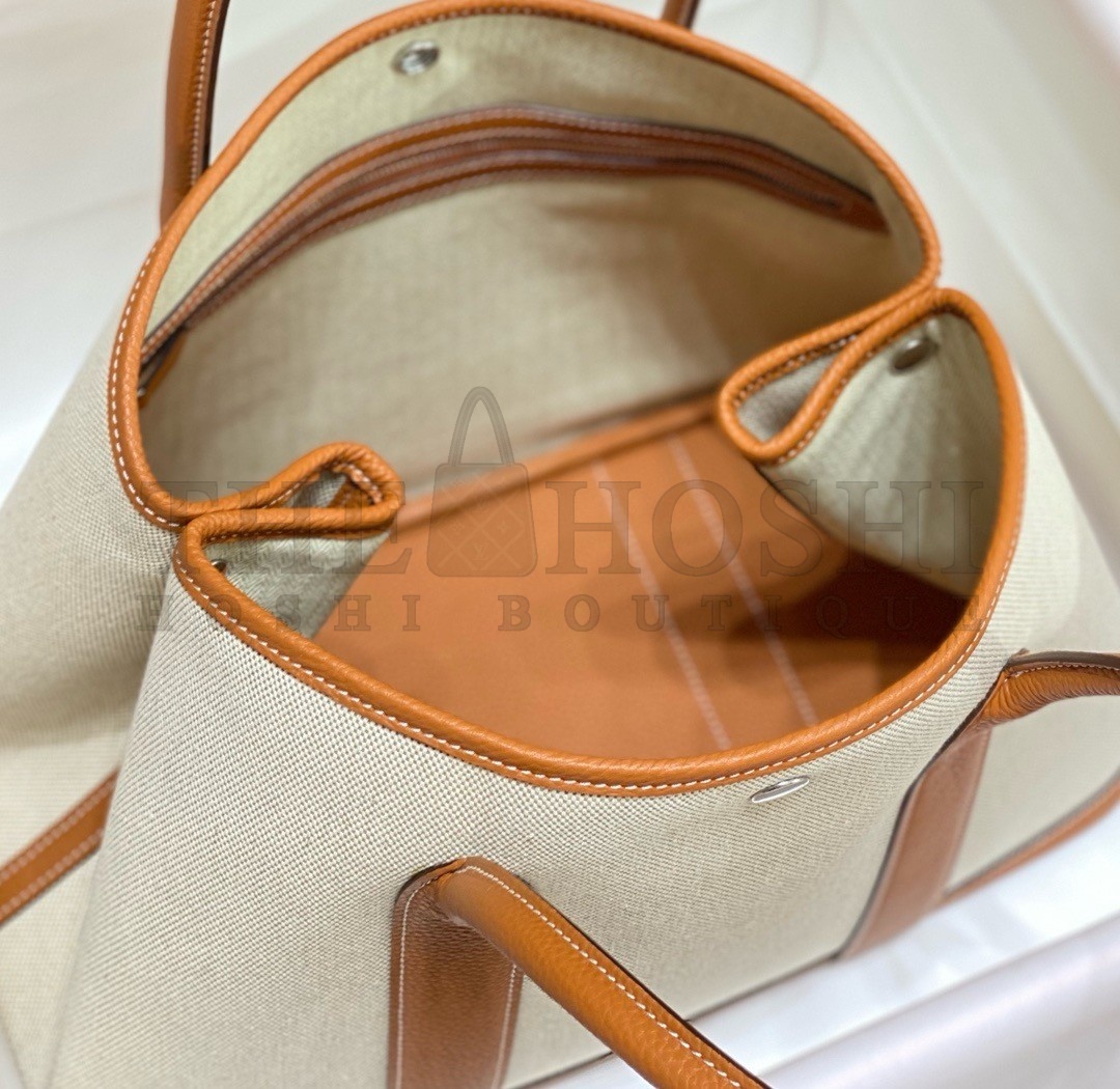 H**me5 Garden Party 36cm Bag in Toile and Gold Leather Master Quality