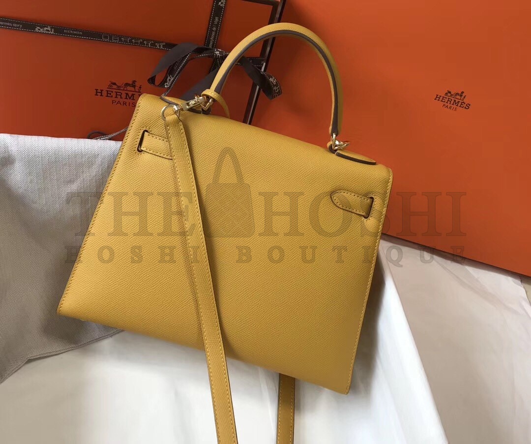 H**me5 Kelly 28cm Sellier Bag In Yellow Epsom Leather Master Quality