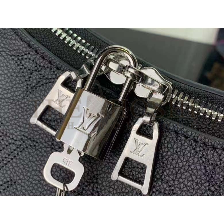 L0vis Vvtt0n LV Women Why Knot PM Handbag Black Perforated Mahina Calf Leather Master Quality