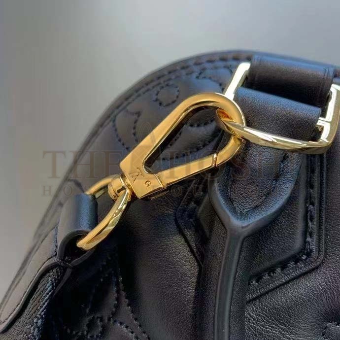 L0vis Vvtt0n LV Women Alma BB Handbag Black Quilted Embroidered Smooth Calf Master Quality