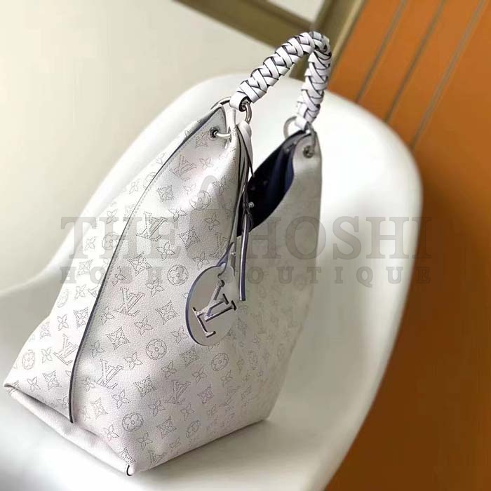 L0vis Vvtt0n LV Women Carmel Hobo Bag White Mahina Perforated Calfskin Leather Master Quality