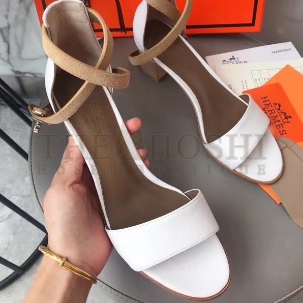 H**me5 Auteuil Sandals In White Calfskin Master Quality