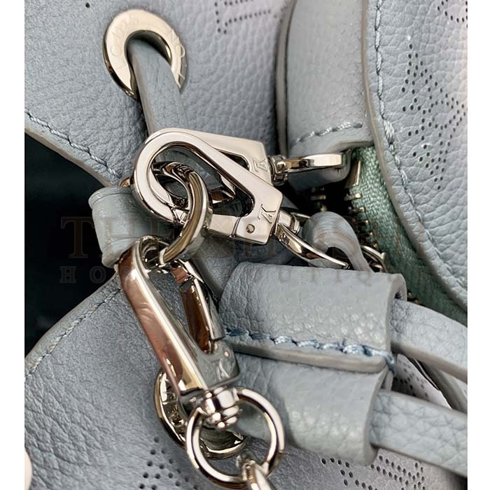 L0vis Vvtt0n LV Women Bella Bucket Bag Olympe Blue Perforated Mahina Calf Leather Master Quality