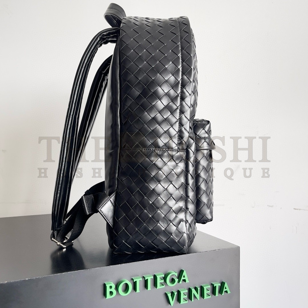 B0tt*ga Ven*ta Medium Backpack In Black Intrecciato Calfskin Master Quality