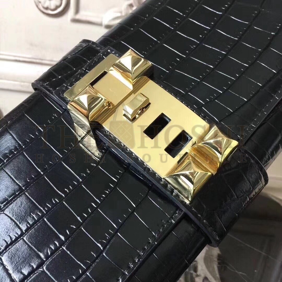 H**me5 Medor Clutch Bag In Black Crocodile Leather Master Quality