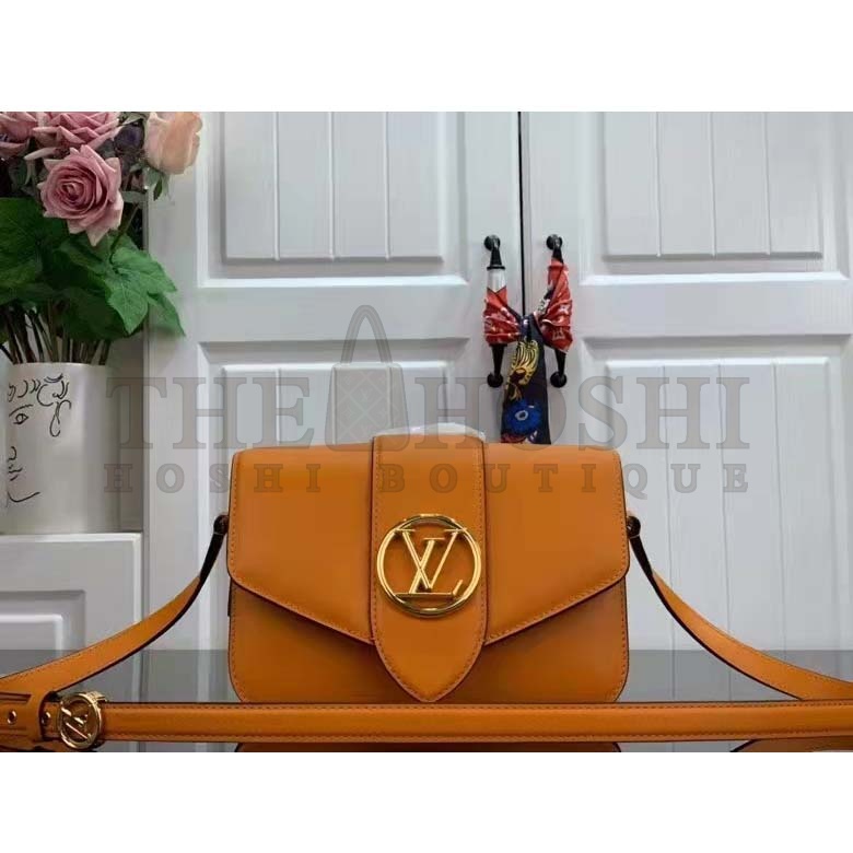 L0vis Vvtt0n LV Women Pont 9 Soft PM Handbag Yellow Grained Calfskin Cowhide Master Quality