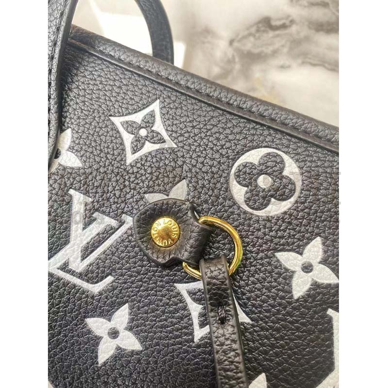 L0vis Vvtt0n Women LV Neverfull MM Carryall Tote Bag Black Printed Embossed Grained Cowhide Master Quality