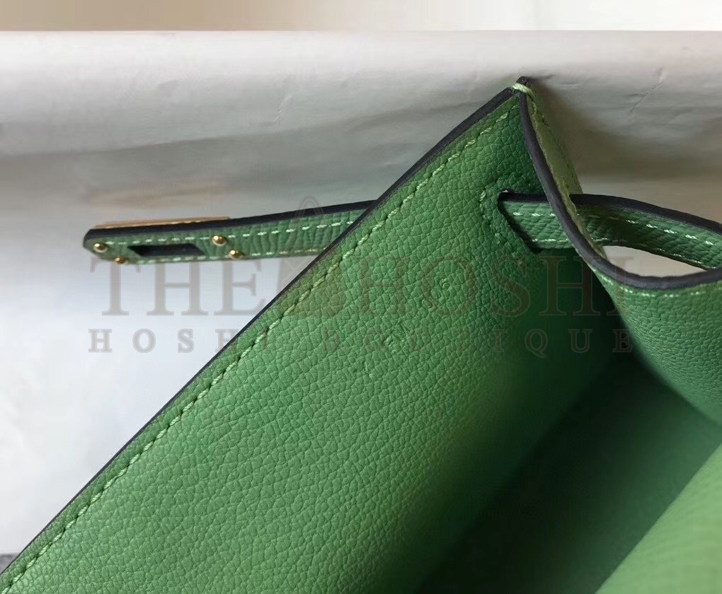 H**me5 Kelly Pochette Bag In Vert Criquet Epsom Leather Master Quality