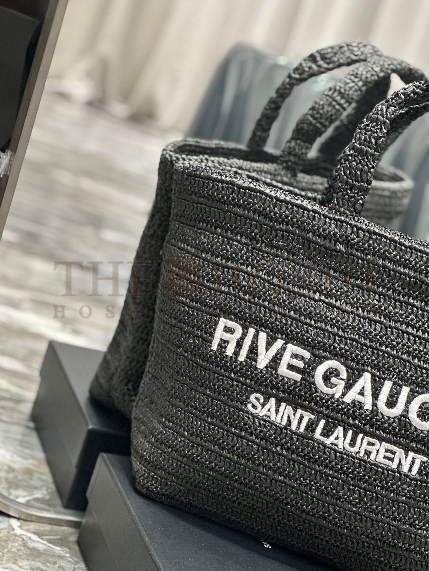Sa1nt Lau*nt Rive Gauche Tote Bag in Black Raffia Crochet Master Quality