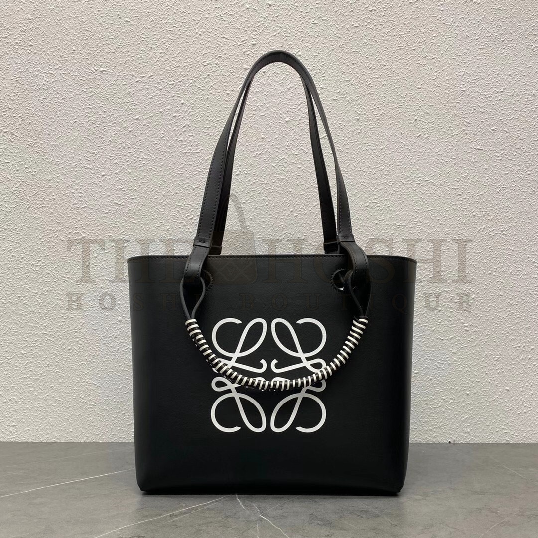 L0ew* Small Anagram Tote In Black Calfskin Master Quality