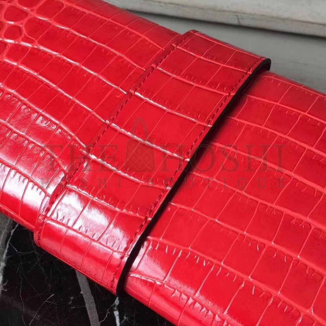 H**me5 Medor Clutch Bag In Cherry Crocodile Leather Master Quality