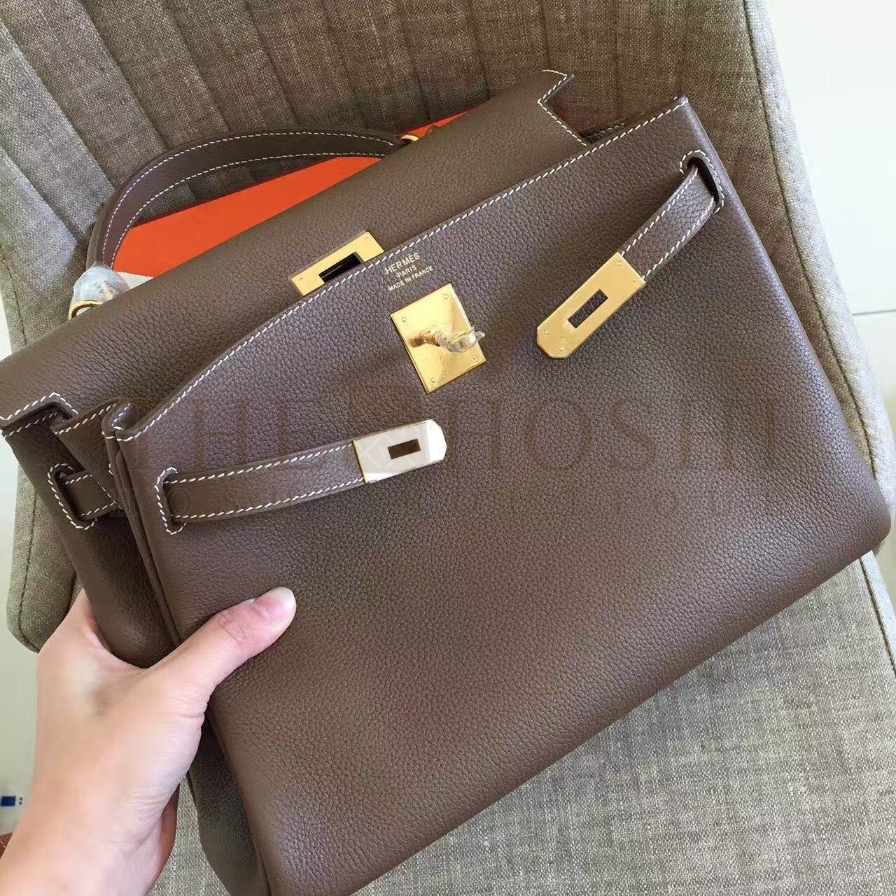 H**me5 Etoupe Clemence Kelly Retourne 32cm Handmade Bag Master Quality