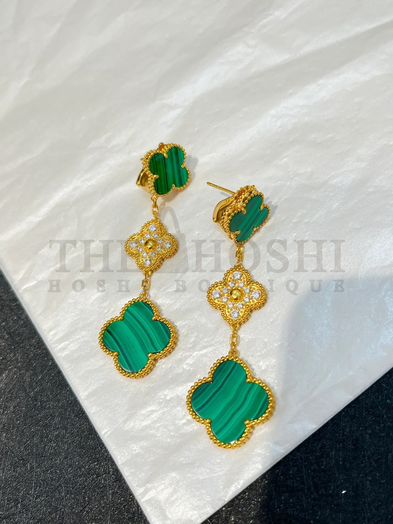 V*n Cl**f & Arpels Triple Clover Stud Earrings, Magic Alhambra earrings, 3 motifs Master Quality