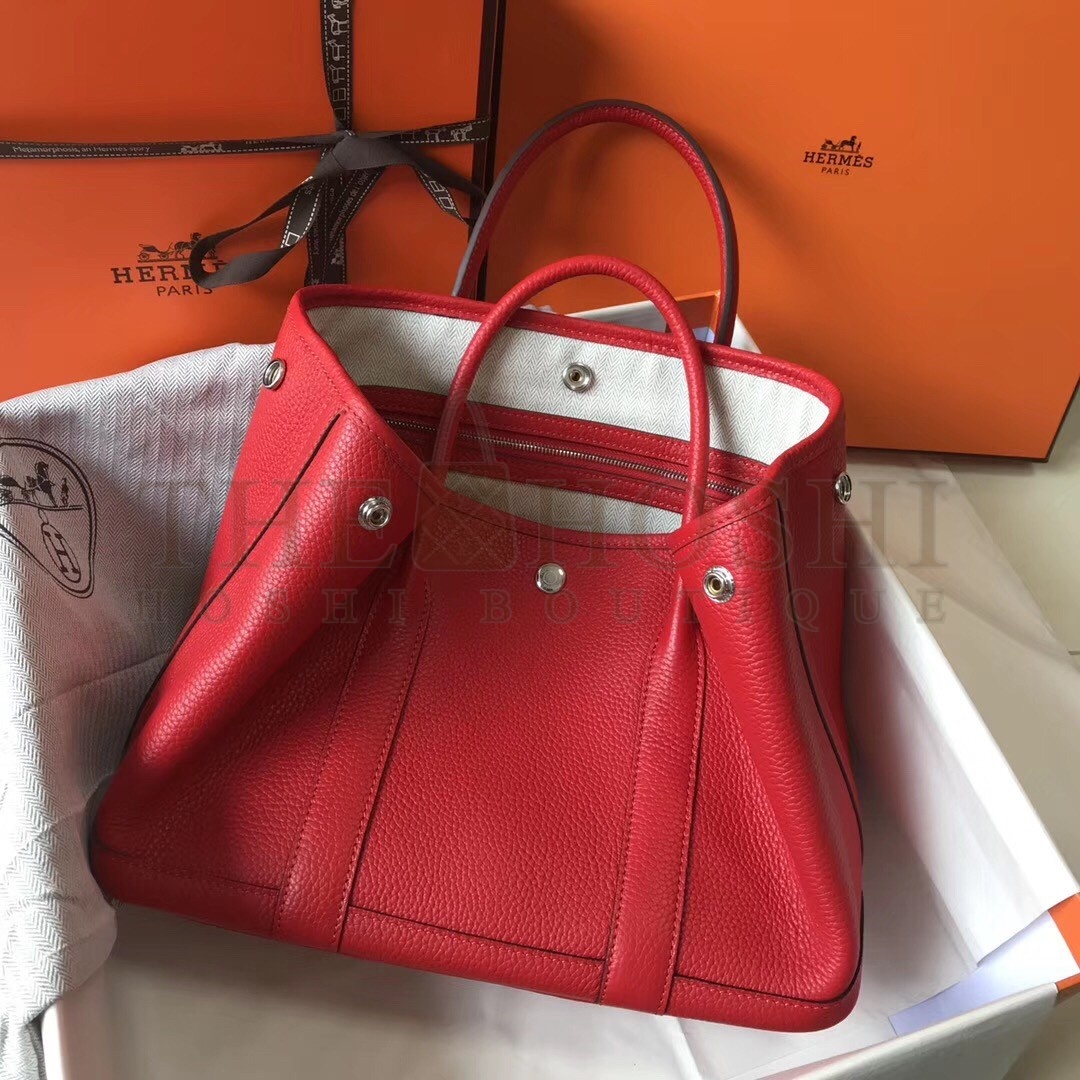 H**me5 Garden Party 30 Bag In Red Clemence Leather Master Quality