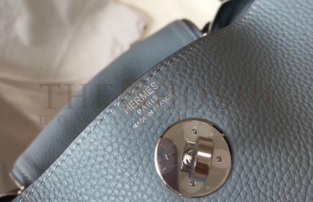 H**me5 Lindy 30cm Bag In Blue Lin Clemence Leather Master Quality