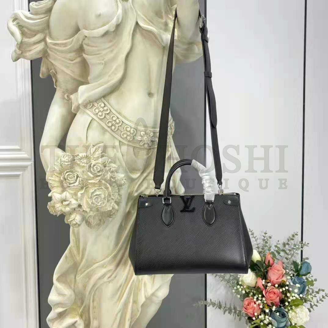 L0vis Vvtt0n LV Women Grenelle Tote MM Bag Black Epi Grained Cowhide Leather Master Quality